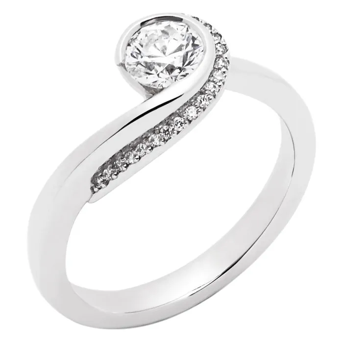 GB Rings 2 Carats Round Cut Bezel Set Natural Earth Mined Diamond Ring 14K White Gold GB Rings 2 Carats Round Cut Bezel Set Natural Earth Mined Diamond Ring 14K White Gold