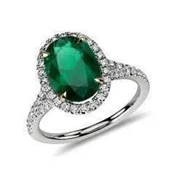 GB Rings 3 Carats Oval Cut Green Emerald With Natural Earth Mined Diamond Ring White Gold 14K GB Rings 3 Carats Oval Cut Green Emerald With Natural Earth Mined Diamond Ring White Gold 14K