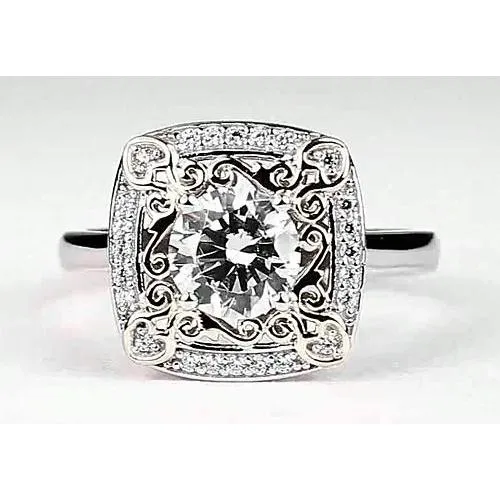 GB Rings Antique Look Round Anniversary Ring 2 Carats White Gold 14K Natural Earth Mined Diamond GB Rings Antique Look Round Anniversary Ring 2 Carats White Gold 14K Natural Earth Mined Diamond