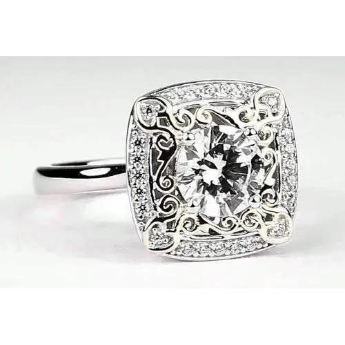 GB Rings Antique Look Round Anniversary Ring 2 Carats White Gold 14K Natural Earth Mined Diamond GB Rings Antique Look Round Anniversary Ring 2 Carats White Gold 14K Natural Earth Mined Diamond