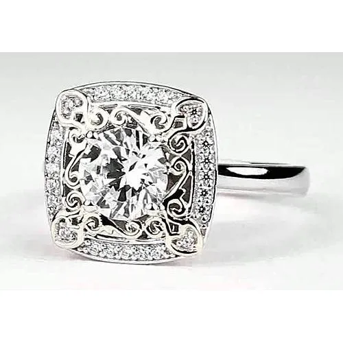 GB Rings Antique Look Round Anniversary Ring 2 Carats White Gold 14K Natural Earth Mined Diamond GB Rings Antique Look Round Anniversary Ring 2 Carats White Gold 14K Natural Earth Mined Diamond
