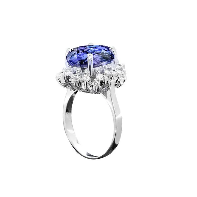 GB Rings Beautiful 4 Carat Tanzanite Round Natural Earth Mined Diamonds Ring Jewelry GB Rings Beautiful 4 Carat Tanzanite Round Natural Earth Mined Diamonds Ring Jewelry