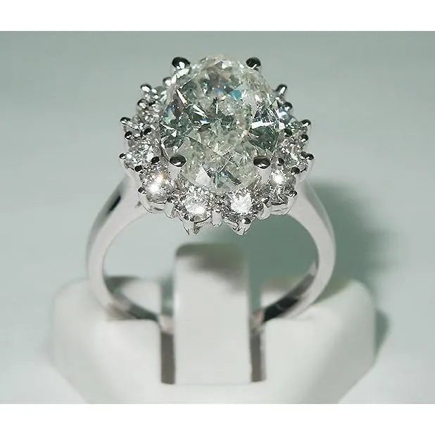 GB Rings Big Oval Flower Style Lab Grown Diamond Halo Ring Women White Gold 14K Jewelry GB Rings Big Oval Flower Style Lab Grown Diamond Halo Ring Women White Gold 14K Jewelry