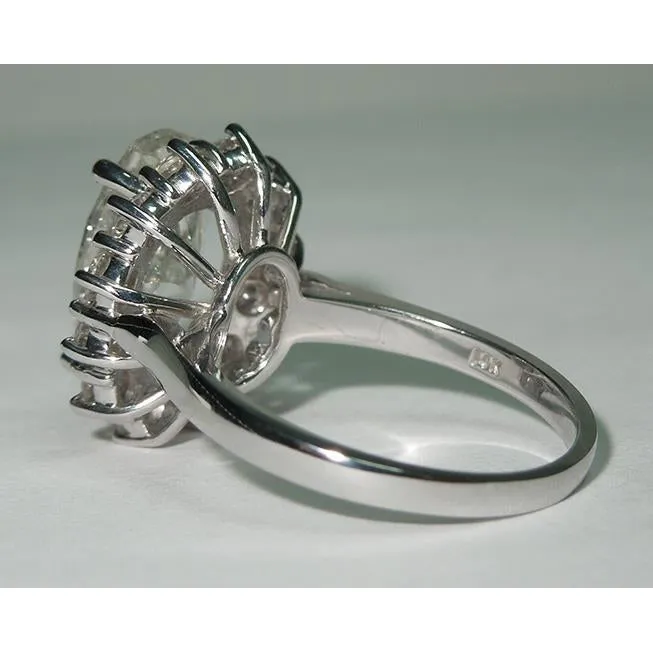 GB Rings Big Oval Flower Style Lab Grown Diamond Halo Ring Women White Gold 14K Jewelry