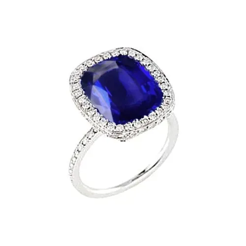 GB Rings Gold 7 Carat Halo Sapphire Engagement Ring