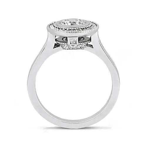 GB Rings Halo Natural Earth Mined Diamond Ring 222 Carats Women Engagement White Gold