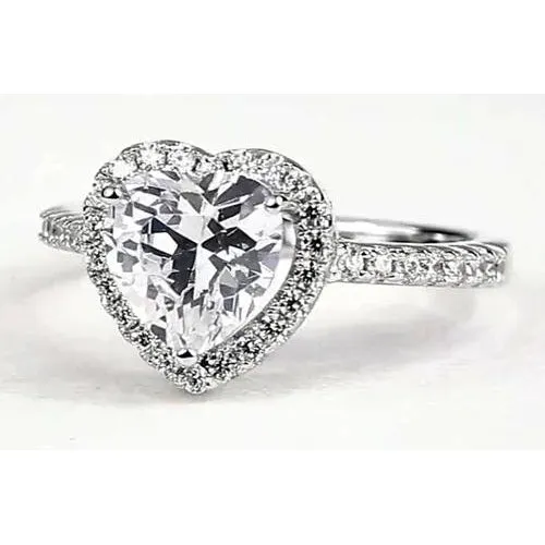 GB Rings Heart Natural Earth Mined Diamond Halo Ring 240 Carats White Gold GB Rings Heart Natural Earth Mined Diamond Halo Ring 240 Carats White Gold