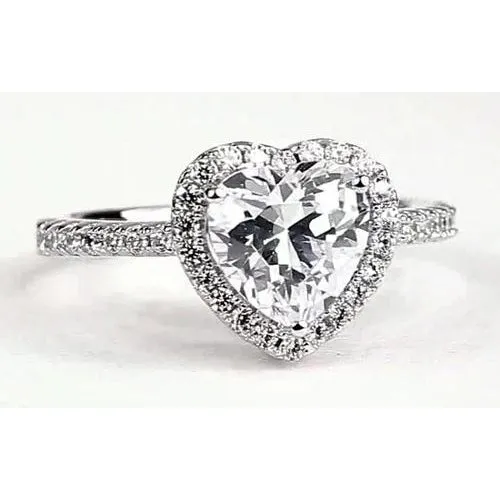 GB Rings Heart Natural Earth Mined Diamond Halo Ring 240 Carats White Gold GB Rings Heart Natural Earth Mined Diamond Halo Ring 240 Carats White Gold