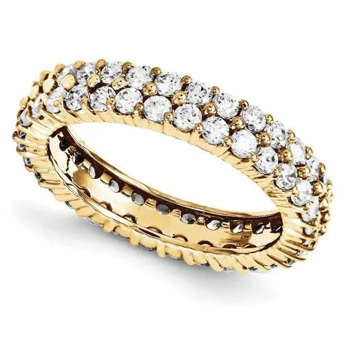 GB Rings Natural Earth Mined Diamond Eternity Double Row Band 180 Carats Yellow Gold 14K GB Rings Natural Earth Mined Diamond Eternity Double Row Band 180 Carats Yellow Gold 14K