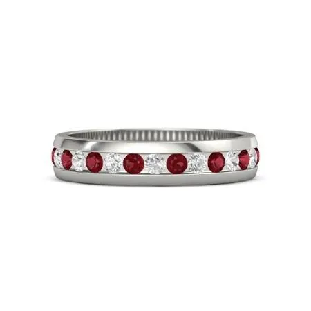 GB Rings Natural Earth Mined Diamond Round Ruby Eternity Band 250 Carats White Gold 14K GB Rings Natural Earth Mined Diamond Round Ruby Eternity Band 250 Carats White Gold 14K