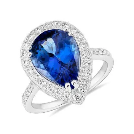 GB Rings Pear Tanzanite And Natural Earth Mined Diamond Wedding Ring Gold 225 Carats Jewelry GB Rings Pear Tanzanite And Natural Earth Mined Diamond Wedding Ring Gold 225 Carats Jewelry