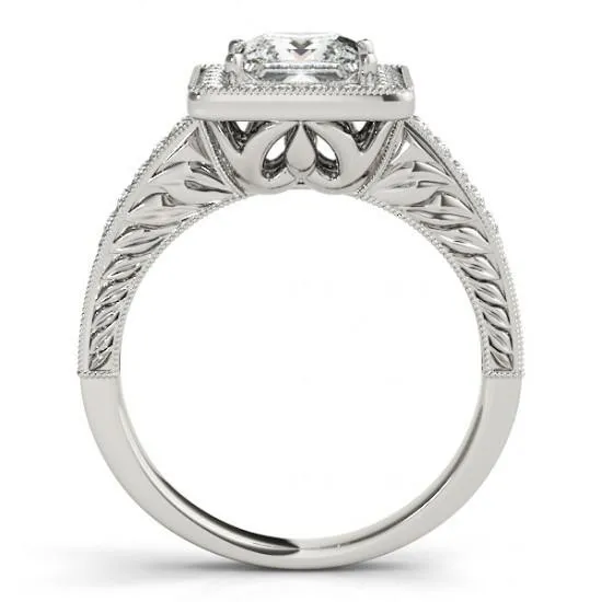 GB Rings Princess Halo Natural Earth Mined Diamond Ring With Accents 150 Ct White Gold 14K GB Rings Princess Halo Natural Earth Mined Diamond Ring With Accents 150 Ct White Gold 14K