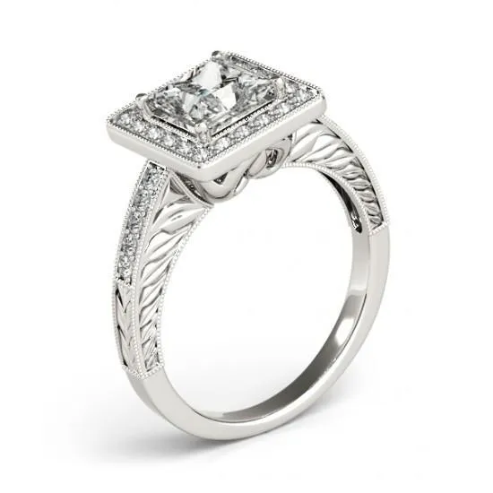 GB Rings Princess Halo Natural Earth Mined Diamond Ring With Accents 150 Ct White Gold 14K GB Rings Princess Halo Natural Earth Mined Diamond Ring With Accents 150 Ct White Gold 14K