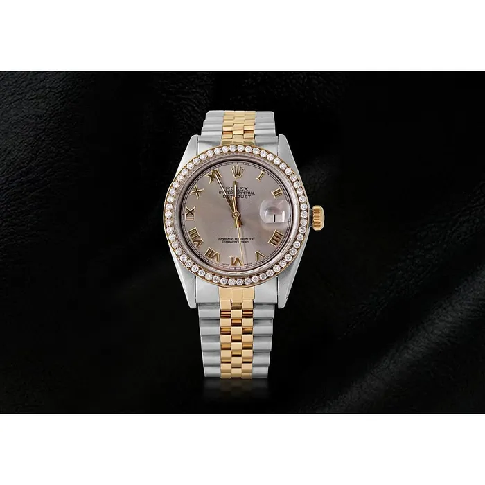 GB Rings Rolex Dj Diamond Bezel Mens Watch Two Tone Jubilee Gray Roman Dial GB Rings Rolex Dj Diamond Bezel Mens Watch Two Tone Jubilee Gray Roman Dial