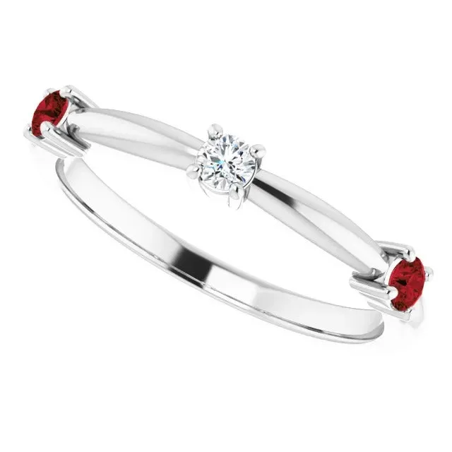 GB Rings Three Stone Ring 150 Carats Ruby White Gold 14K GB Rings Three Stone Ring 150 Carats Ruby White Gold 14K