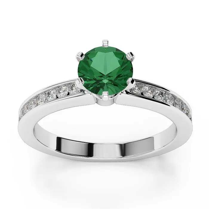 GB Rings White Gold 14K 340 Ct Green Emerald And Natural Earth Mined Diamonds Engagement Ring New GB Rings White Gold 14K 340 Ct Green Emerald And Natural Earth Mined Diamonds Engagement Ring New