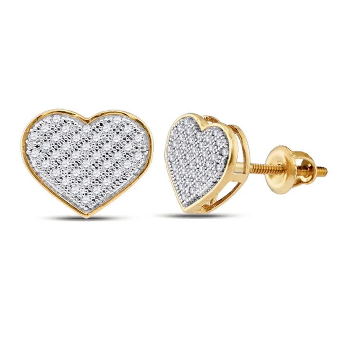 GND Earrings GND 10kt Yellow Gold Womens Round Diamond Heart Earrings 15 Cttw GND Earrings GND 10kt Yellow Gold Womens Round Diamond Heart Earrings 15 Cttw