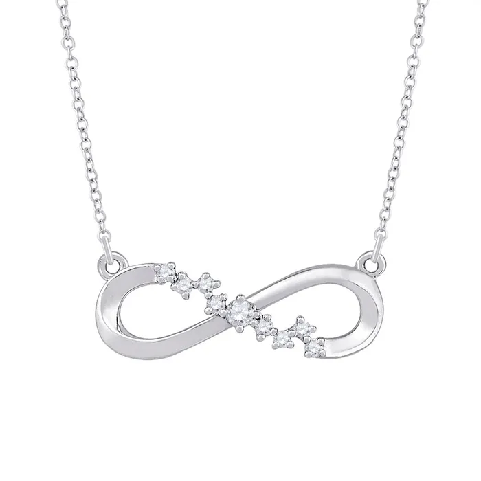 GND Necklaces GND 10kt White Gold Womens Round Diamond Infinity Necklace 110 Cttw GND Necklaces GND 10kt White Gold Womens Round Diamond Infinity Necklace 110 Cttw