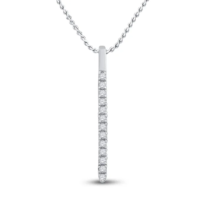 GND Necklaces GND 14Kt White Gold Womens Round Diamond Bar Pendant 110 Cttw GND Necklaces GND 14Kt White Gold Womens Round Diamond Bar Pendant 110 Cttw