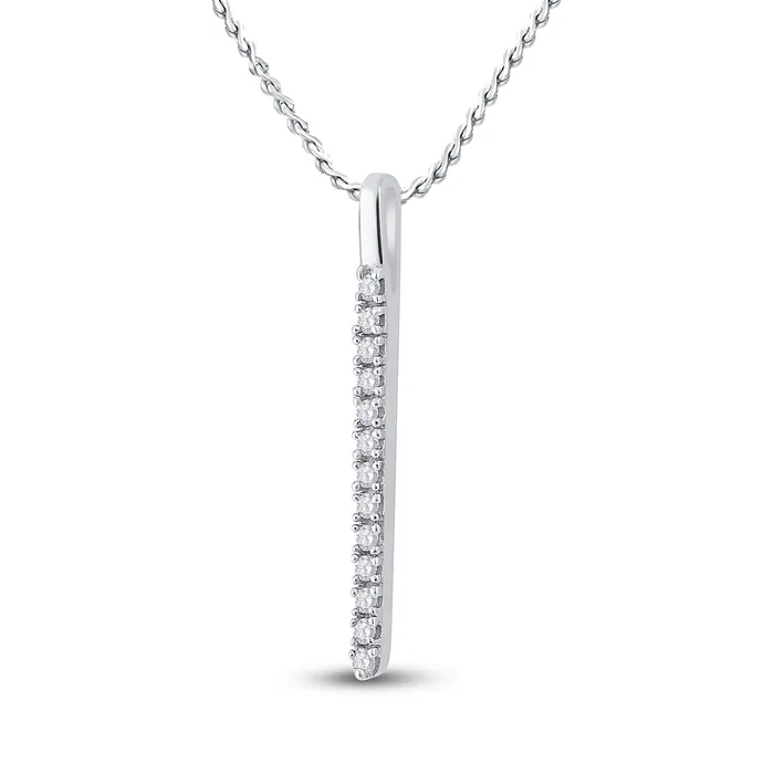 GND Necklaces GND 14Kt White Gold Womens Round Diamond Bar Pendant 110 Cttw GND Necklaces GND 14Kt White Gold Womens Round Diamond Bar Pendant 110 Cttw