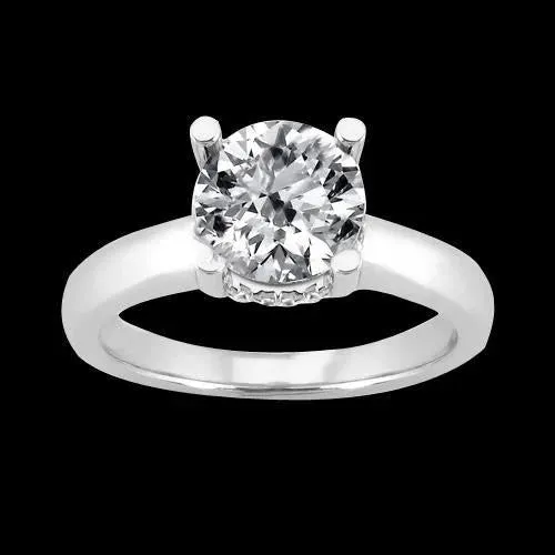 Gold Hidden Halo Natural Earth Mined Diamond Engagement Ring With Accents GB Rings Gold Hidden Halo Natural Earth Mined Diamond Engagement Ring With Accents GB Rings