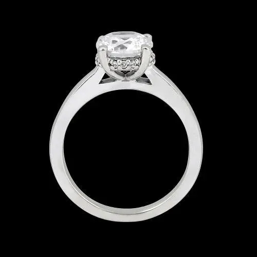 Gold Hidden Halo Natural Earth Mined Diamond Engagement Ring With Accents GB Rings