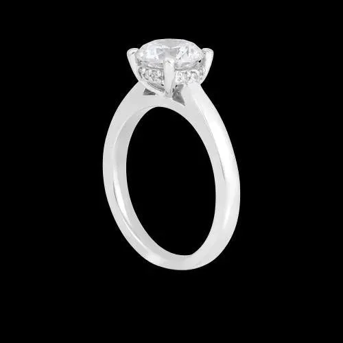 Gold Hidden Halo Natural Earth Mined Diamond Engagement Ring With Accents GB Rings