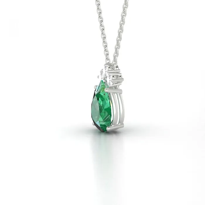 Green Emerald Natural Earth Mined Diamond Gemstone Pendant Necklace 825 Carat WG 14K GB Necklaces Green Emerald Natural Earth Mined Diamond Gemstone Pendant Necklace 825 Carat WG 14K GB Necklaces