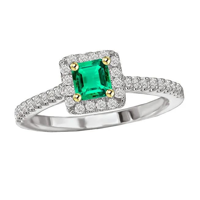 Halo Green Emerald Wedding Ring With Accents HarryChadEntcom Rings