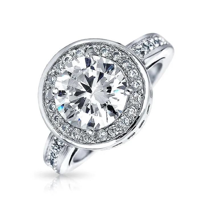 Halo Natural Earth Mined Diamond Engagement Ring 250 Carats GB Rings