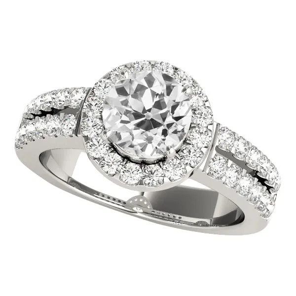 HarryChadEntcom 14K Gold Halo Ring Old Mine Cut Real Natural Earth Mined Diamonds Split Shank 450 Carats Rings HarryChadEntcom 14K Gold Halo Ring Old Mine Cut Real Natural Earth Mined Diamonds Split Shank 450 Carats Rings