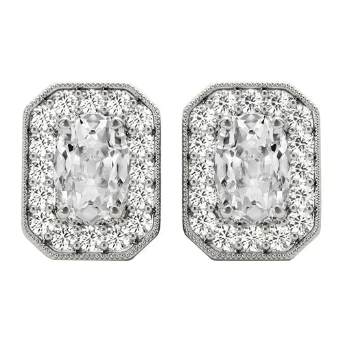 HarryChadEntcom Earrings Halo Stud Earrings Old Miner Oval Natural Diamond 750 Ct White Gold 14K HarryChadEntcom Earrings Halo Stud Earrings Old Miner Oval Natural Diamond 750 Ct White Gold 14K