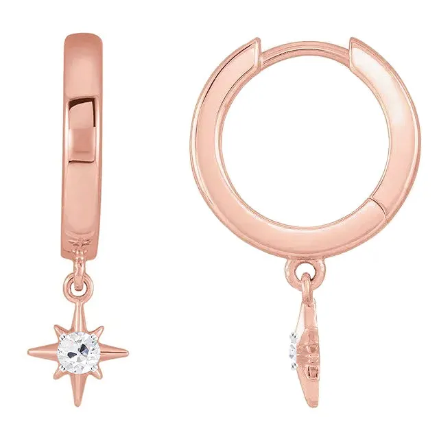 HarryChadEntcom Earrings Hoop Genuine Natural Earth Mined Diamond Earrings 1 Carat Old Miner Twinkling Star Style Rose Gold
