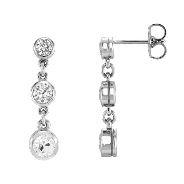 HarryChadEntcom Earrings Natural Earth Mined Diamond Dangle Earrings Bezel Set 4 Carats Round Old Cut White Gold HarryChadEntcom Earrings Natural Earth Mined Diamond Dangle Earrings Bezel Set 4 Carats Round Old Cut White Gold