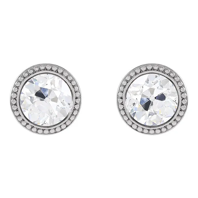 HarryChadEntcom Earrings White Gold Bezel Set Real Diamond Stud Earrings Round Old Miner 4 Carats HarryChadEntcom Earrings White Gold Bezel Set Real Diamond Stud Earrings Round Old Miner 4 Carats