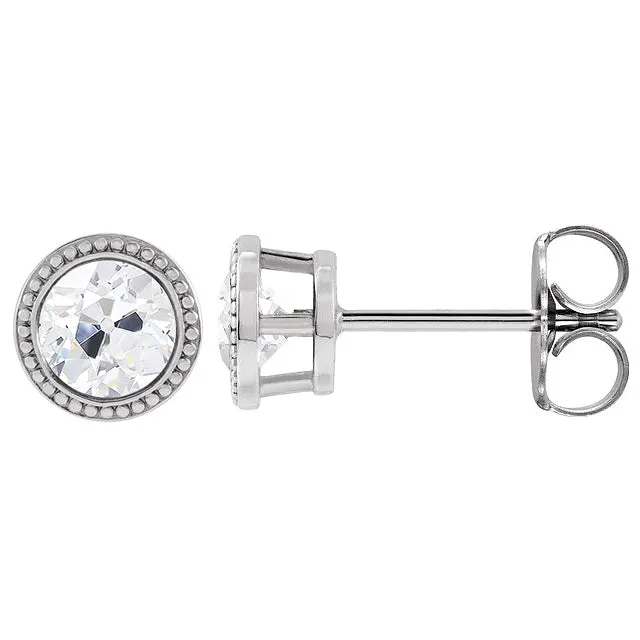 HarryChadEntcom Earrings White Gold Bezel Set Real Diamond Stud Earrings Round Old Miner 4 Carats HarryChadEntcom Earrings White Gold Bezel Set Real Diamond Stud Earrings Round Old Miner 4 Carats