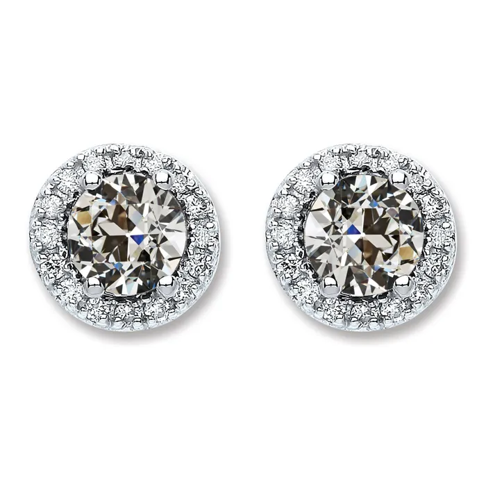 HarryChadEntcom Earrings White Gold Real Diamond Halo Round Old Miner Stud Earrings 5 Carats HarryChadEntcom Earrings White Gold Real Diamond Halo Round Old Miner Stud Earrings 5 Carats