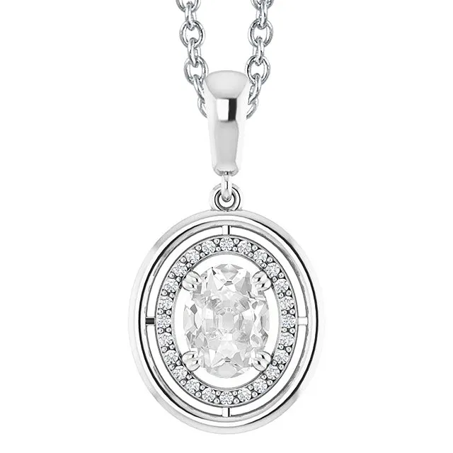HarryChadEntcom Necklaces Gold 14K Halo Natural Earth Mined Diamond Pendant Oval Old Cut Double Prong Set 3 Carats HarryChadEntcom Necklaces Gold 14K Halo Natural Earth Mined Diamond Pendant Oval Old Cut Double Prong Set 3 Carats