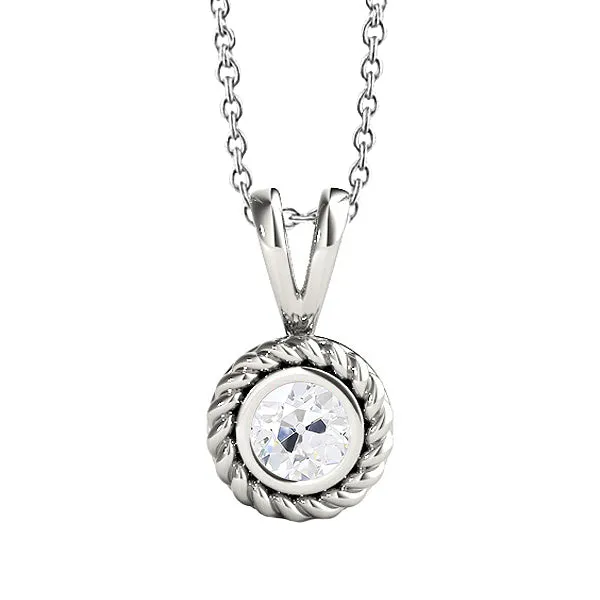 HarryChadEntcom Necklaces Gold Natural Earth Mined Diamond Pendant Bezel Set Round Old Miner 1 Carat Rope Style HarryChadEntcom Necklaces Gold Natural Earth Mined Diamond Pendant Bezel Set Round Old Miner 1 Carat Rope Style