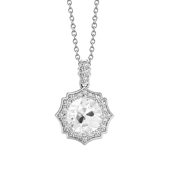 HarryChadEntcom Necklaces Halo Round Genuine Natural Earth Mined Diamond Pendant Old Mine Cut Prong Set 250 Carats HarryChadEntcom Necklaces Halo Round Genuine Natural Earth Mined Diamond Pendant Old Mine Cut Prong Set 250 Carats