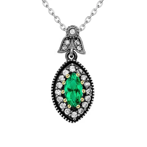 HarryChadEntcom Necklaces Marquise Shape Gemstone Necklace Leaf Style Green Emerald Pendant HarryChadEntcom Necklaces Marquise Shape Gemstone Necklace Leaf Style Green Emerald Pendant