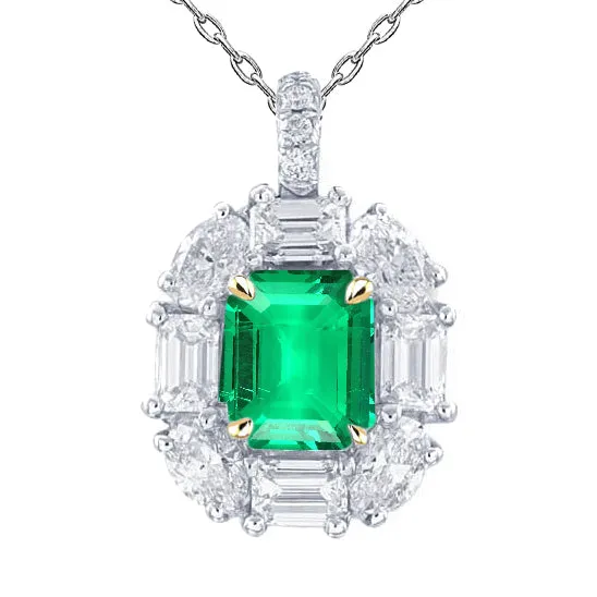 HarryChadEntcom Necklaces Natural Emerald Cut Green Emerald Pendant Diamond Necklace HarryChadEntcom Necklaces Natural Emerald Cut Green Emerald Pendant Diamond Necklace