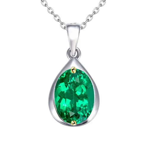 HarryChadEntcom Necklaces Oval Green Emerald Necklace Solitaire Teardrop Shaped Pendant HarryChadEntcom Necklaces Oval Green Emerald Necklace Solitaire Teardrop Shaped Pendant