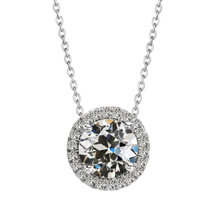 HarryChadEntcom Necklaces Round Halo Natural Diamond Pendant 4 Carats Old Miner White Gold HarryChadEntcom Necklaces Round Halo Natural Diamond Pendant 4 Carats Old Miner White Gold
