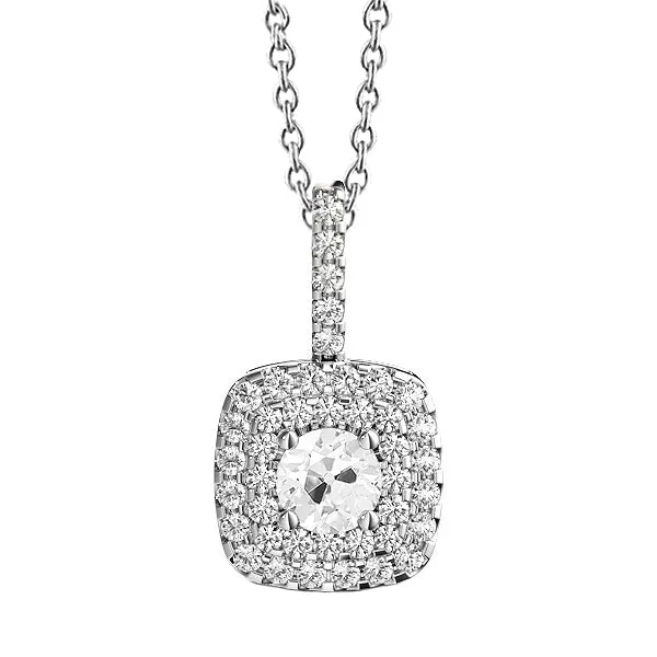 HarryChadEntcom Necklaces Round Halo Natural Earth Mined Diamond Pendant Old Miner Prong Set 3 Carats White Gold HarryChadEntcom Necklaces Round Halo Natural Earth Mined Diamond Pendant Old Miner Prong Set 3 Carats White Gold