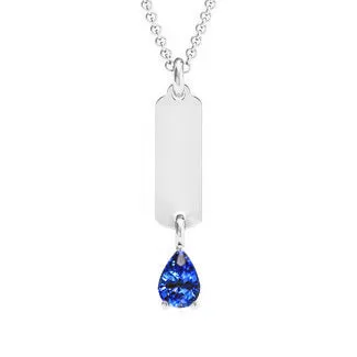 HarryChadEntcom Necklaces White Gold Sapphire Mens Pendant Dog Tag 22 Inch Chain HarryChadEntcom Necklaces White Gold Sapphire Mens Pendant Dog Tag 22 Inch Chain
