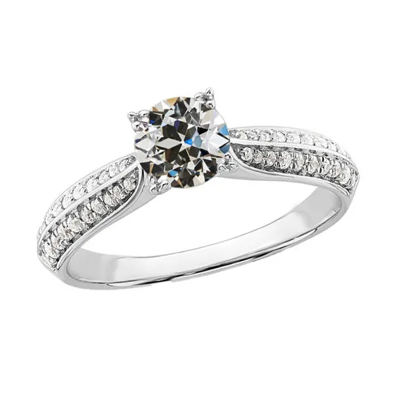 HarryChadEntcom Rings 4 Carats White Gold Round Old Miner Natural Earth Mined Diamond Ring Double Row Accents HarryChadEntcom Rings 4 Carats White Gold Round Old Miner Natural Earth Mined Diamond Ring Double Row Accents