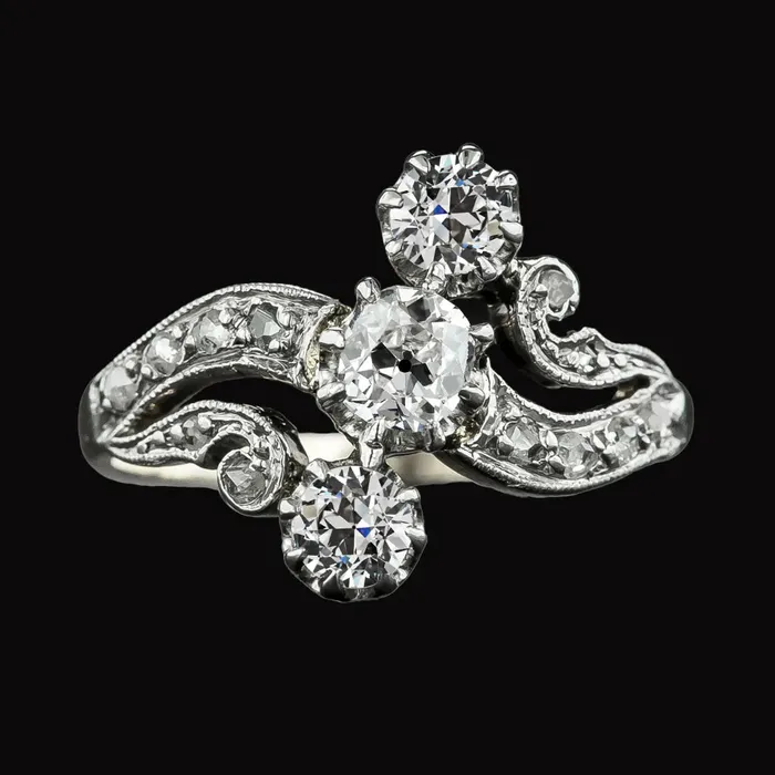 HarryChadEntcom Rings Art Nouveau Jewelry New Round Old Miner Natural Earth Mined Diamond Ring Split Shank HarryChadEntcom Rings Art Nouveau Jewelry New Round Old Miner Natural Earth Mined Diamond Ring Split Shank