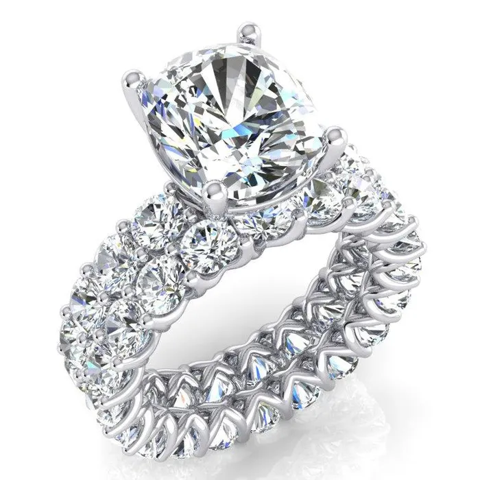 HarryChadEntcom Rings Big Cushion Natural Earth Mined Diamond Engagement Ring Set 1250 Carats HarryChadEntcom Rings Big Cushion Natural Earth Mined Diamond Engagement Ring Set 1250 Carats