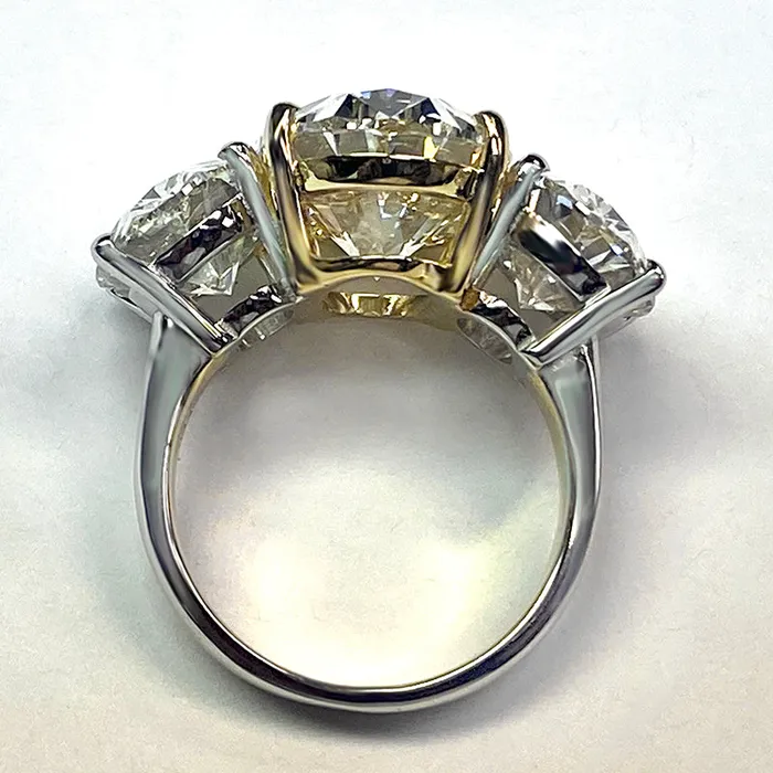 HarryChadEntcom Rings Big Oval Lab Grown Diamond Three Stone Ring Gold 14K